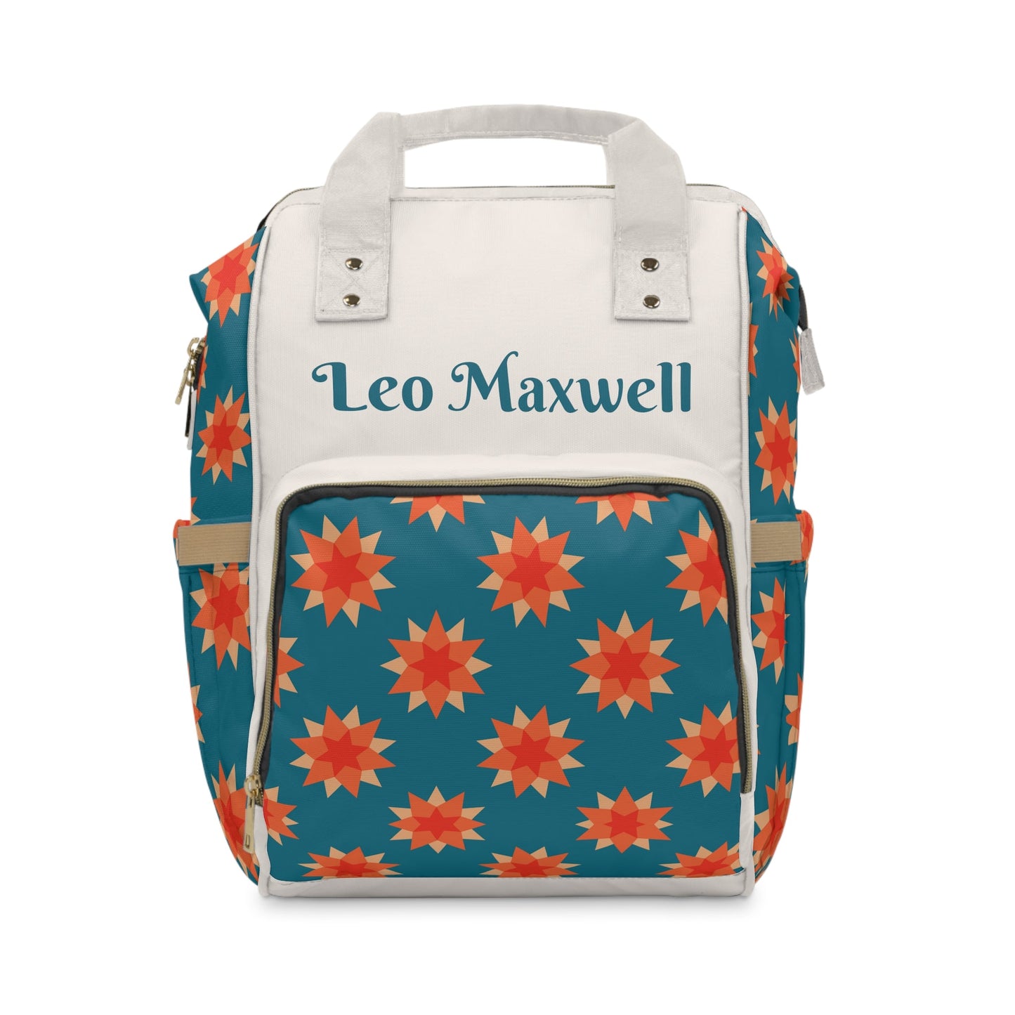 Personalized Retro Star Print Pattern Multifunctional Diaper Backpack, Newborn Gift, Baby Shower Gift, Retro Backpack