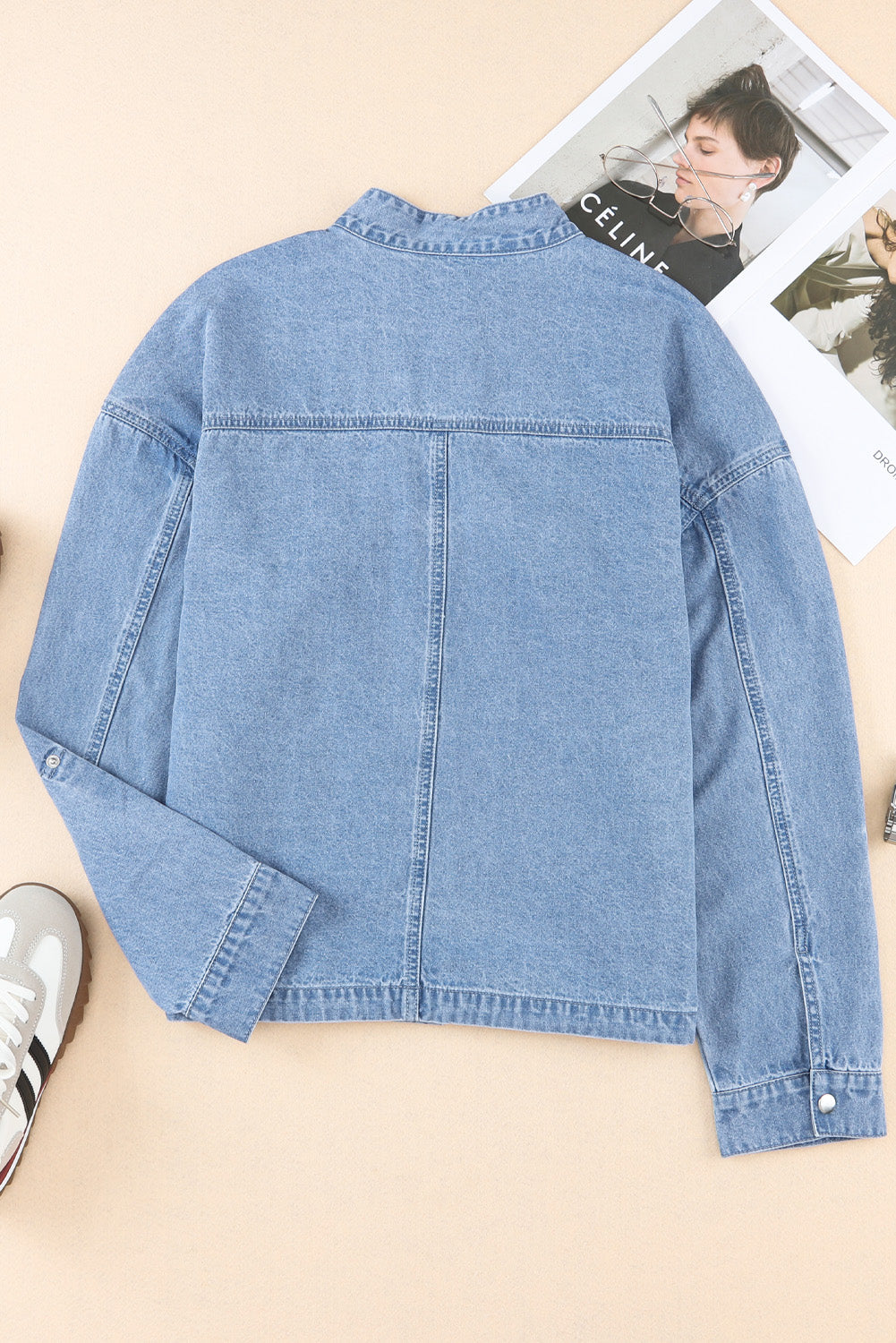 Snap Down Long Sleeve Denim Top