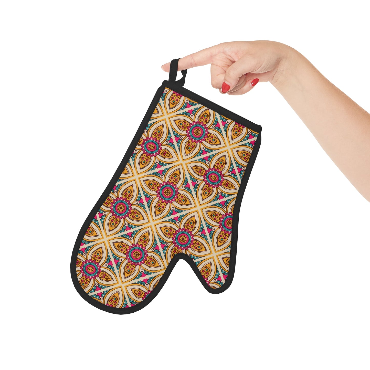 Bohemian Girly Mandala Pattern Oven Glove, Bright Colored Oven Mit