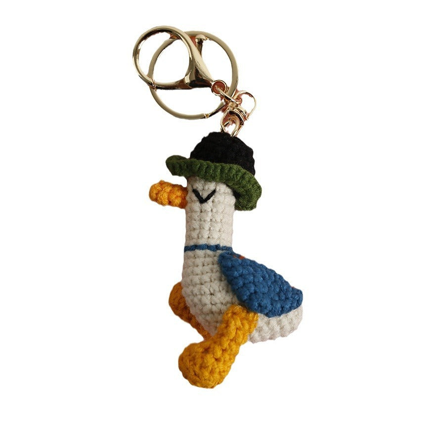 Hand-woven Forward Duck Little Doll Keychain