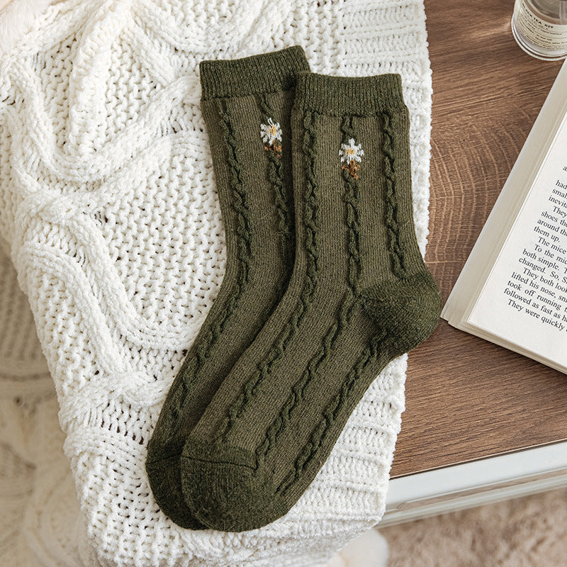 Thickened Warm Long-tube Floral Socks