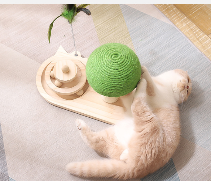 Pet Cat Tree Toys Scratch Post Claw Scratcher Double Swivel Balls Cat Accessories