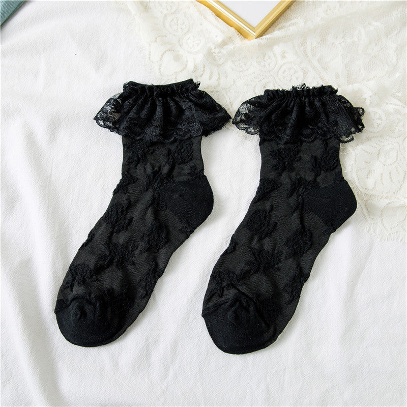 Spring And Autumn Women's Socks Peacock Pattern Lace Socks