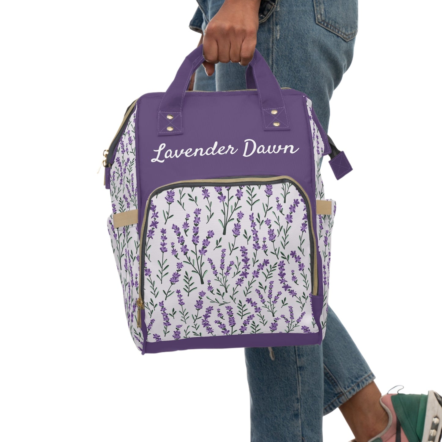 Personalized Purple Lavender Girls Multifunctional Diaper Backpack, Newborn Gift, Baby Shower Gift, Baby Diaper Bag Nappy Stroller Bag