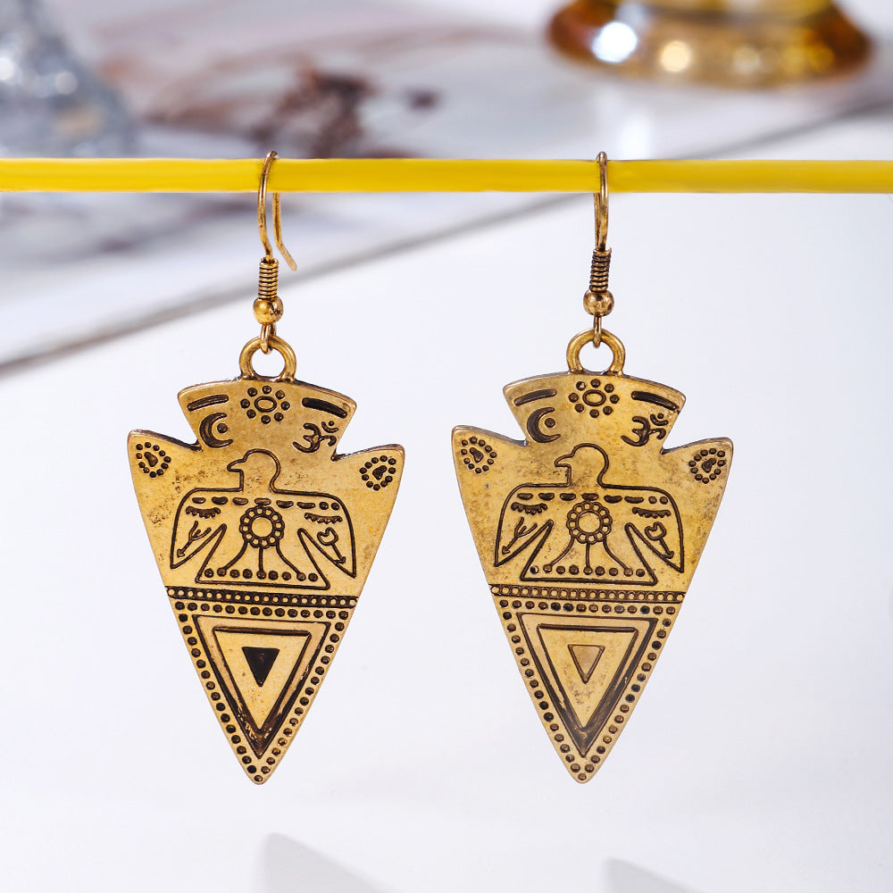 Metal Sun Moon Earrings Antique Eardrop Earring Women