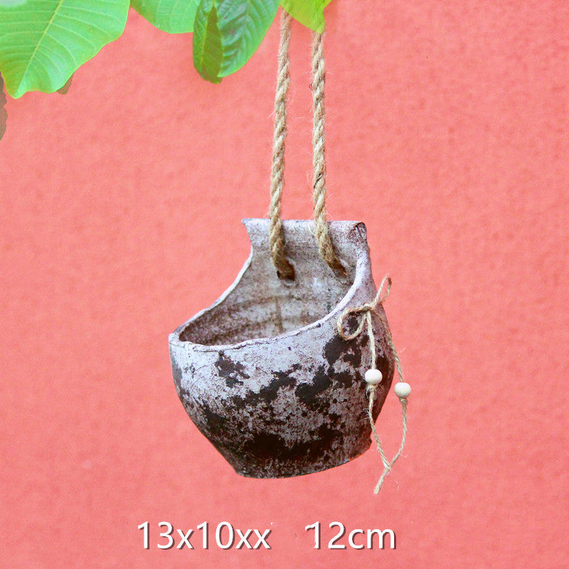 Rustic Hanging Stoneware Flower Pots