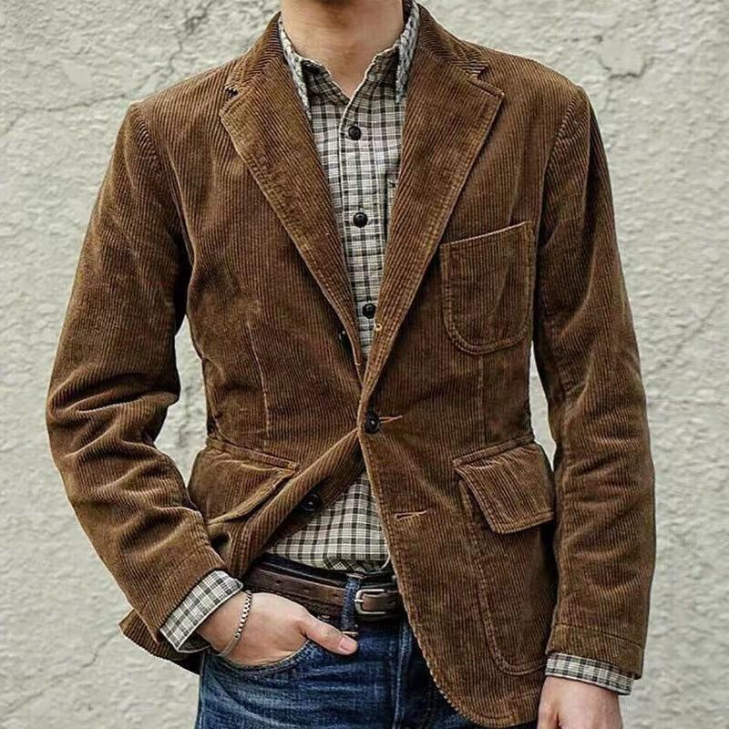 Corduroy Suit Casual Solid Color Coat