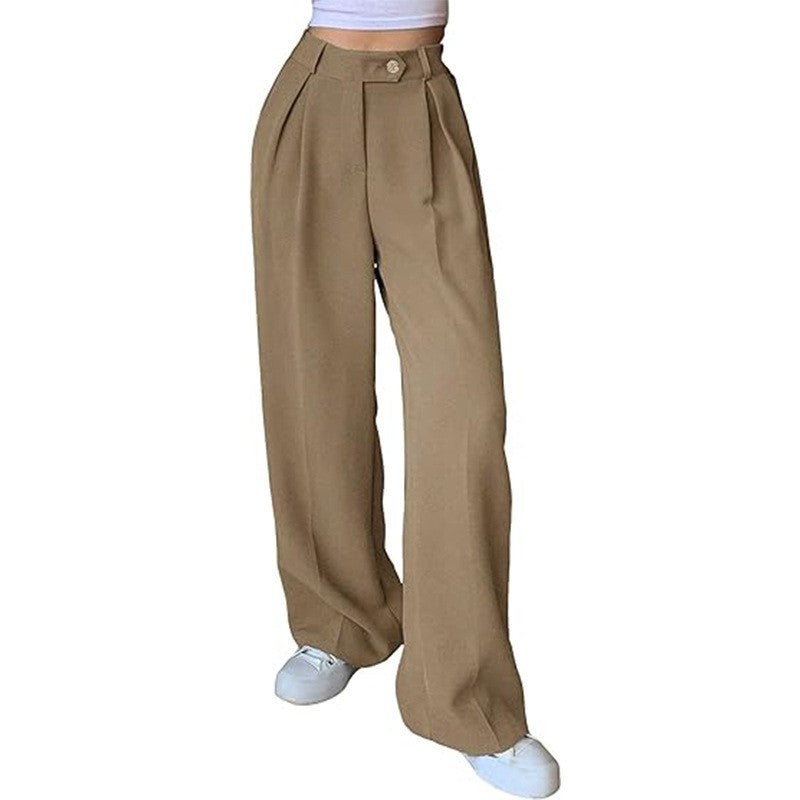 Women's Casual Loose Wide Leg Straight Suit Pants