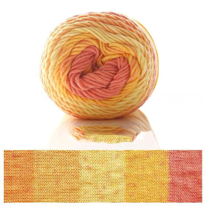 5 Strands Dyed Rainbow Cotton Milk Cotton Hand-woven Scarf Pillow Gradient Color Wool