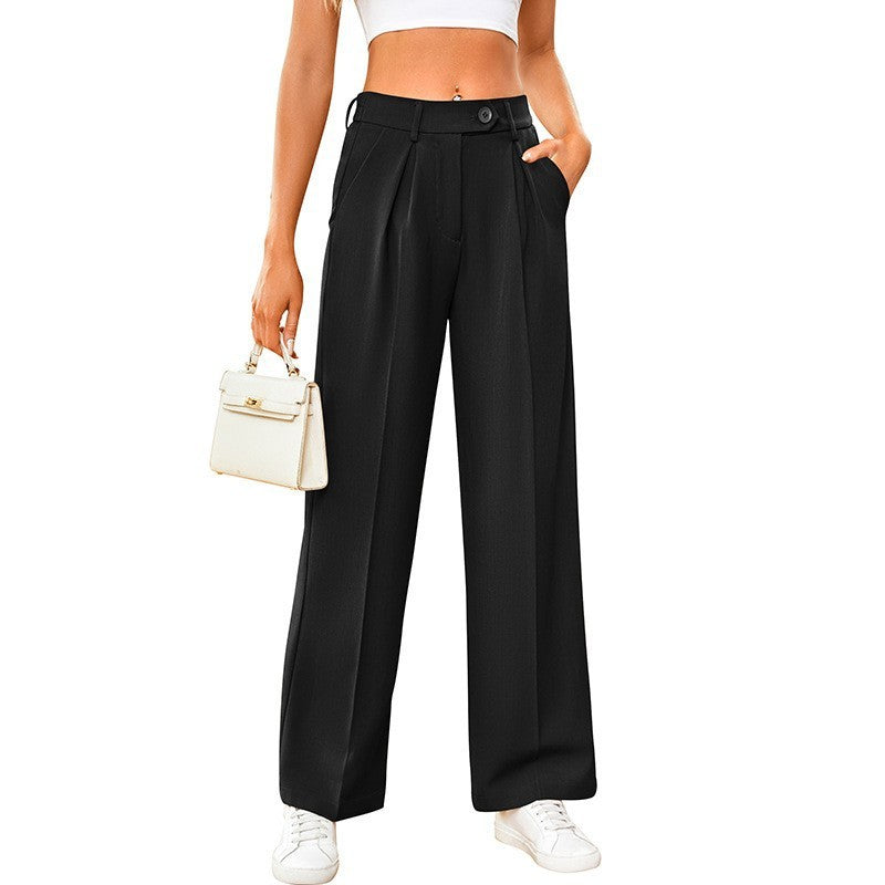 Women's Casual Loose Wide Leg Straight Suit Pants