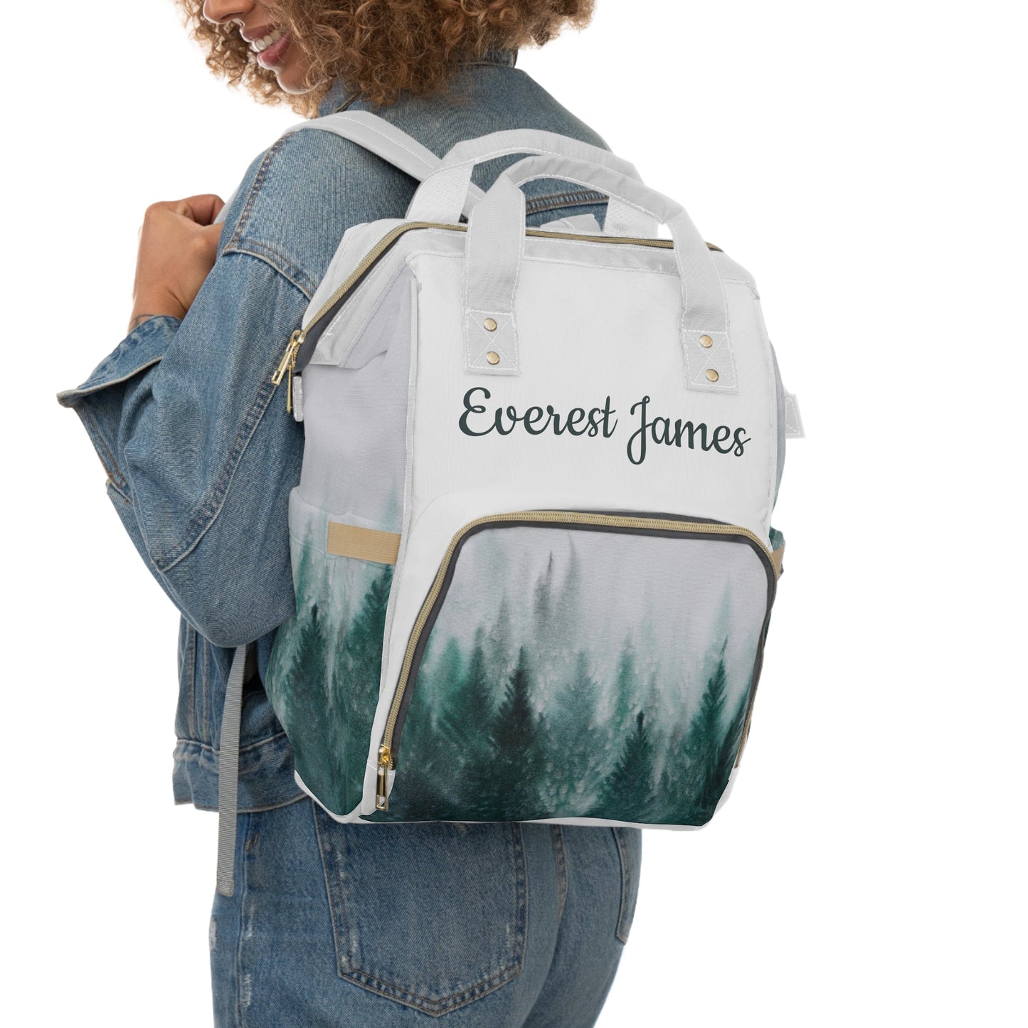 Personalized Forest Pattern Multifunctional Diaper Backpack, Newborn Gift, Baby Shower Gift, Forest Themed Baby Shower