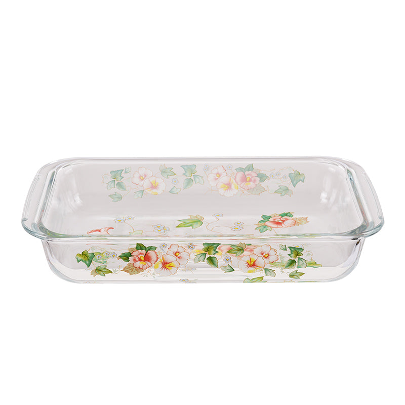 Floral Heat-resistant High Borosilicate Glass Plate Household Transparent Serveware