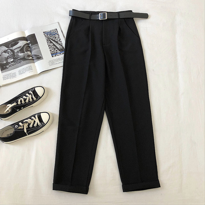 Women's Casual Suit Harem High Waist Pants With Belt