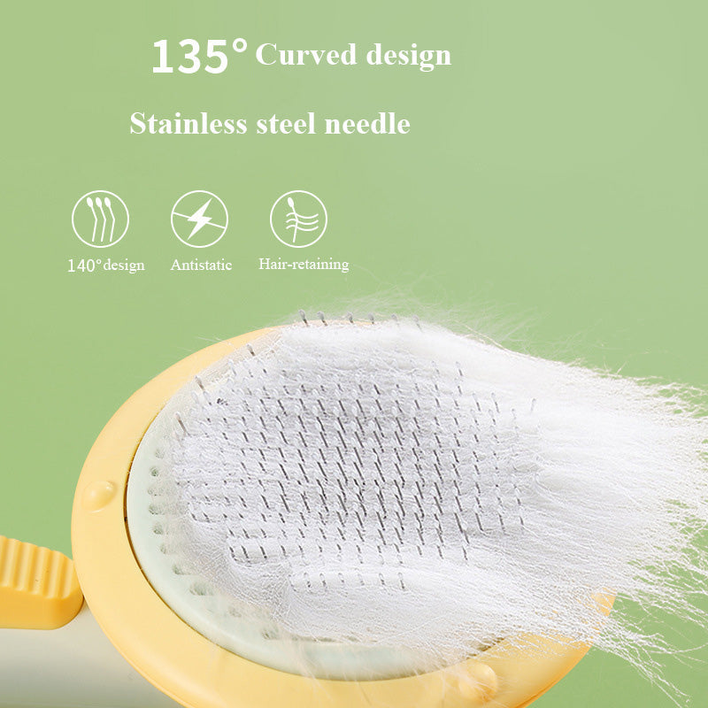 New Pet Cat Brush Hand-held Steel Wire Self-cleaning For Hair Removal