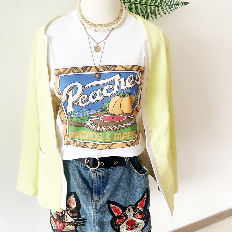 Peach Retro Net Red Short Sleeve
