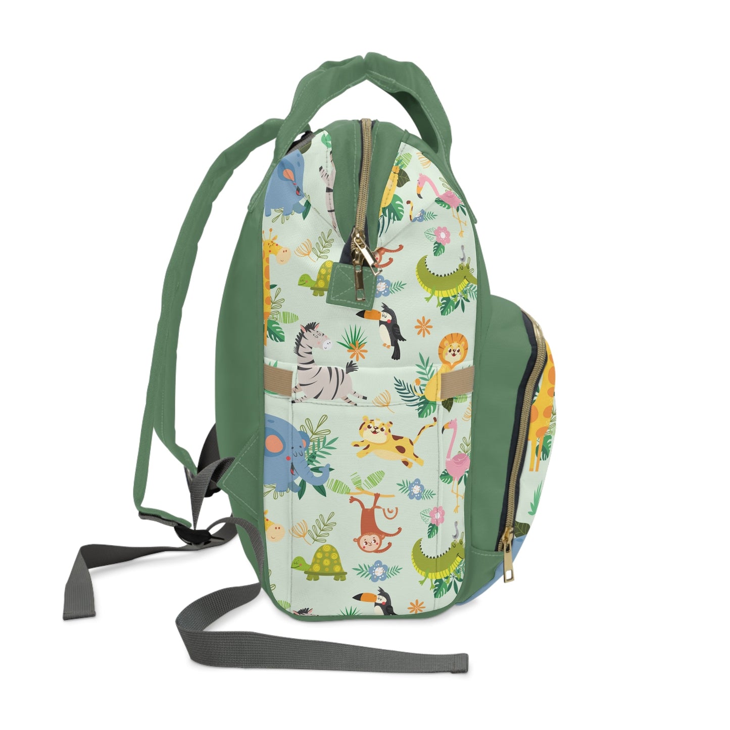 Personalized Jungle Animal Boys Multifunctional Diaper Backpack, Newborn Gift, Baby Shower Gift, Baby Diaper Bag Nappy Stroller Bag