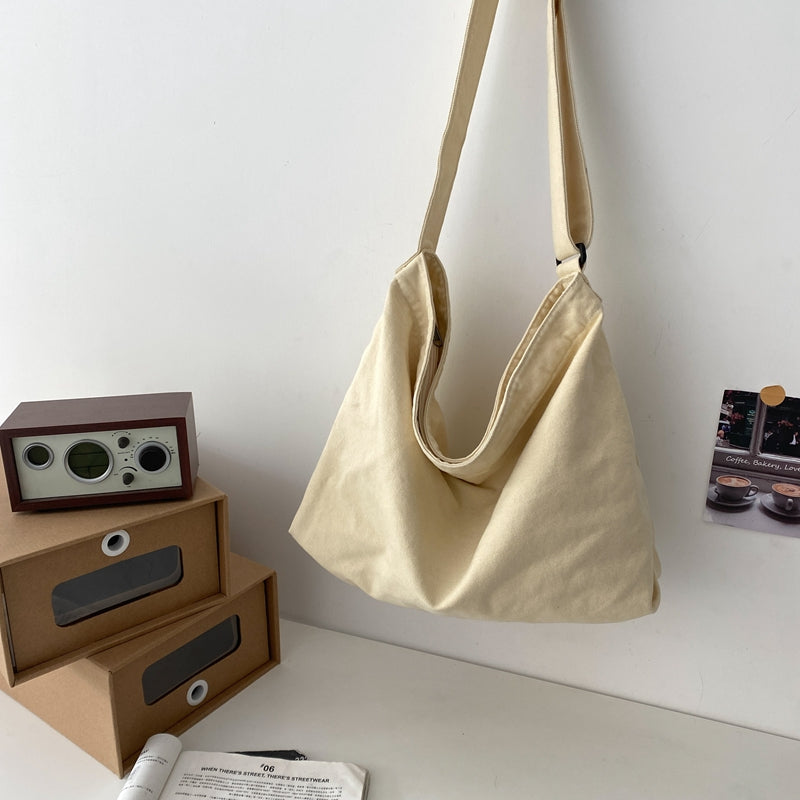 Large Capacity Lazy Style Artistic Minimalist Canvas Bag