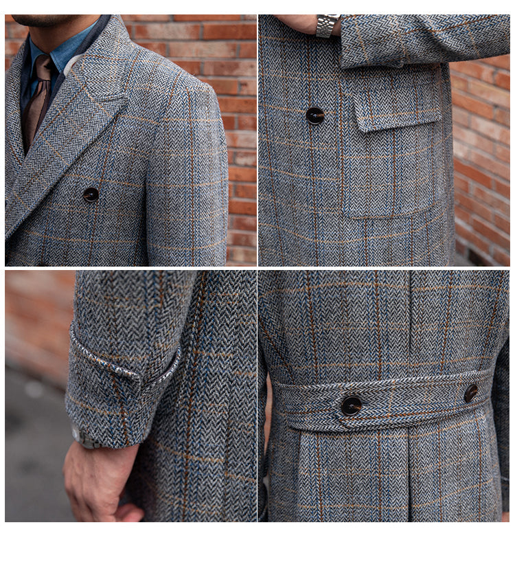 Retro High-quality Wool Plaid Polo Coat