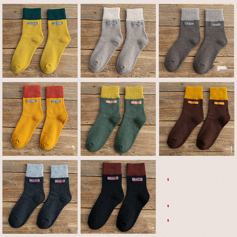 Medium Tube Socks Keep Warm In Winter Plus Velvet Thickened Long Tube