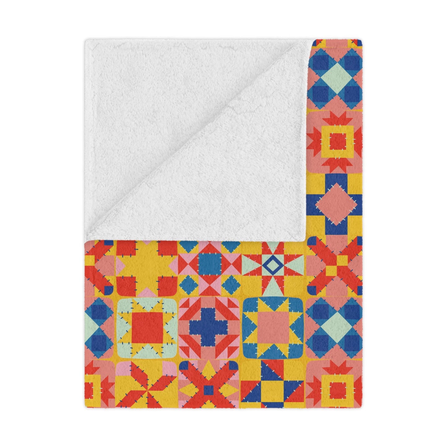 Colorful Patchwork Quilt Print Minky Blanket