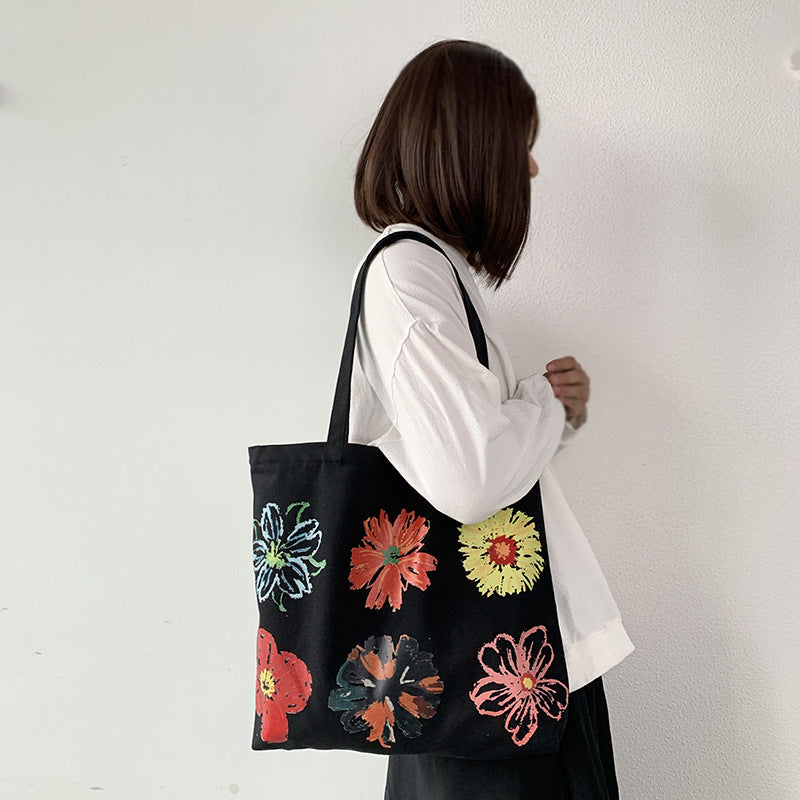 Painted Canvas Simple Handheld Shoulder Bag