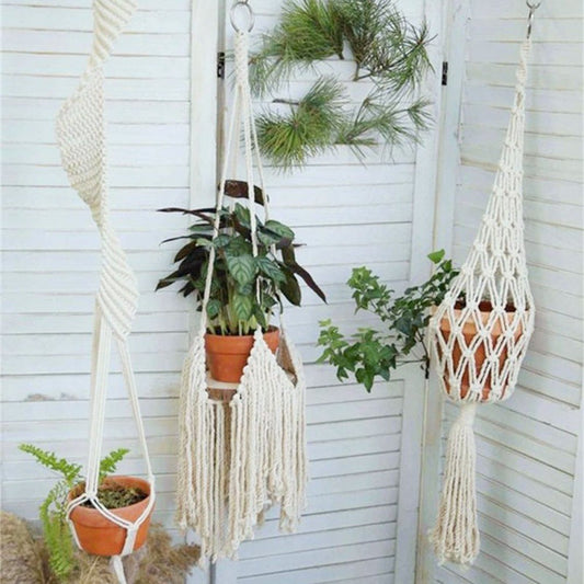 Indoor Decorative Woven Basket Plant Net Bag