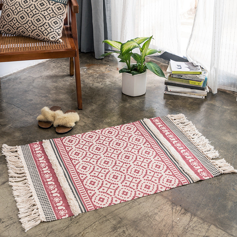 Nordic Cotton and Linen Tufted Handmade Tassel Rug