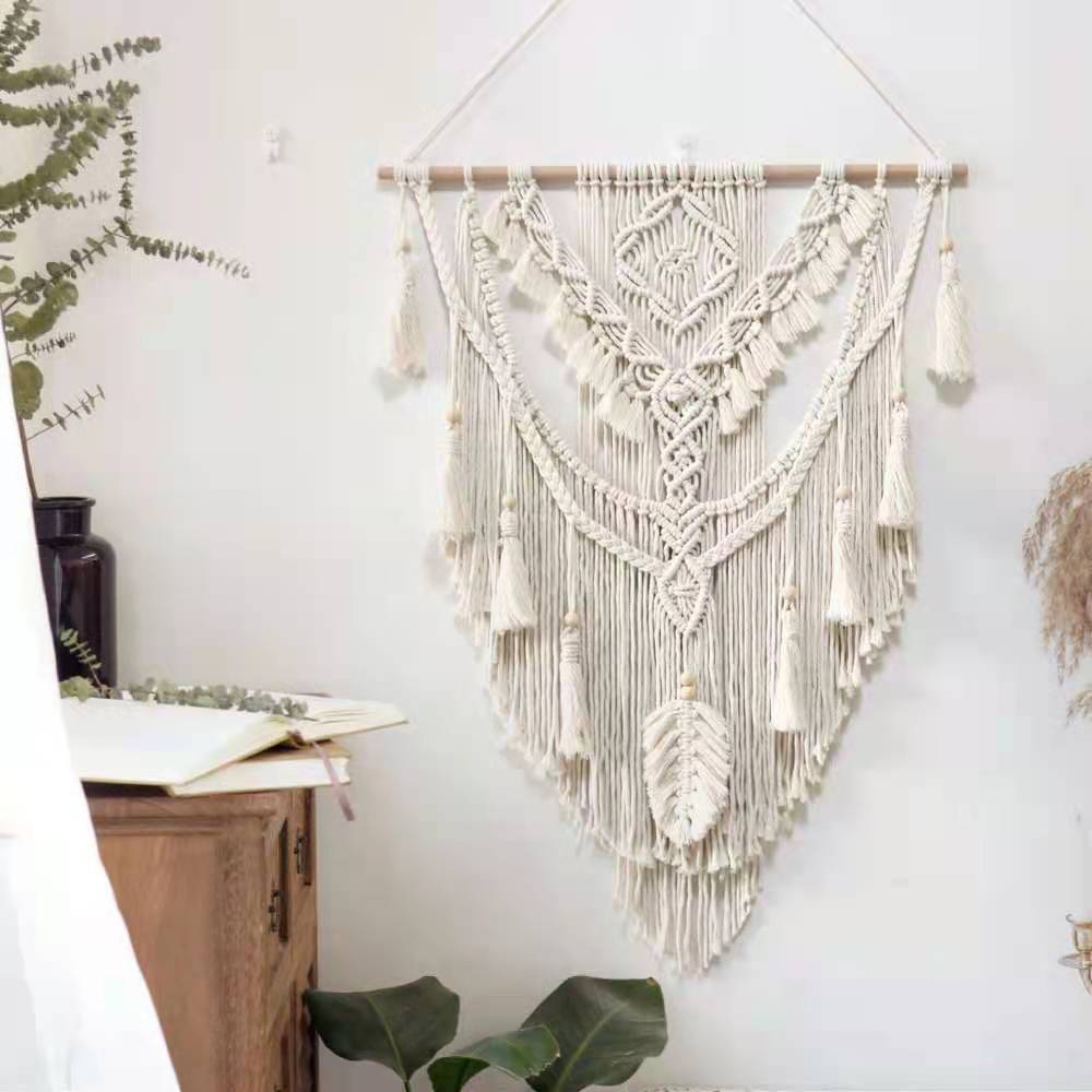 Nordic Bohemian Lace Fringe Handwoven Tapestry