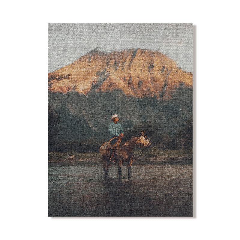 Home Fashion Vintage Cowboy Portrait Oil On Canvas Poster