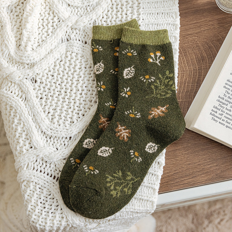 Thickened Warm Long-tube Floral Socks