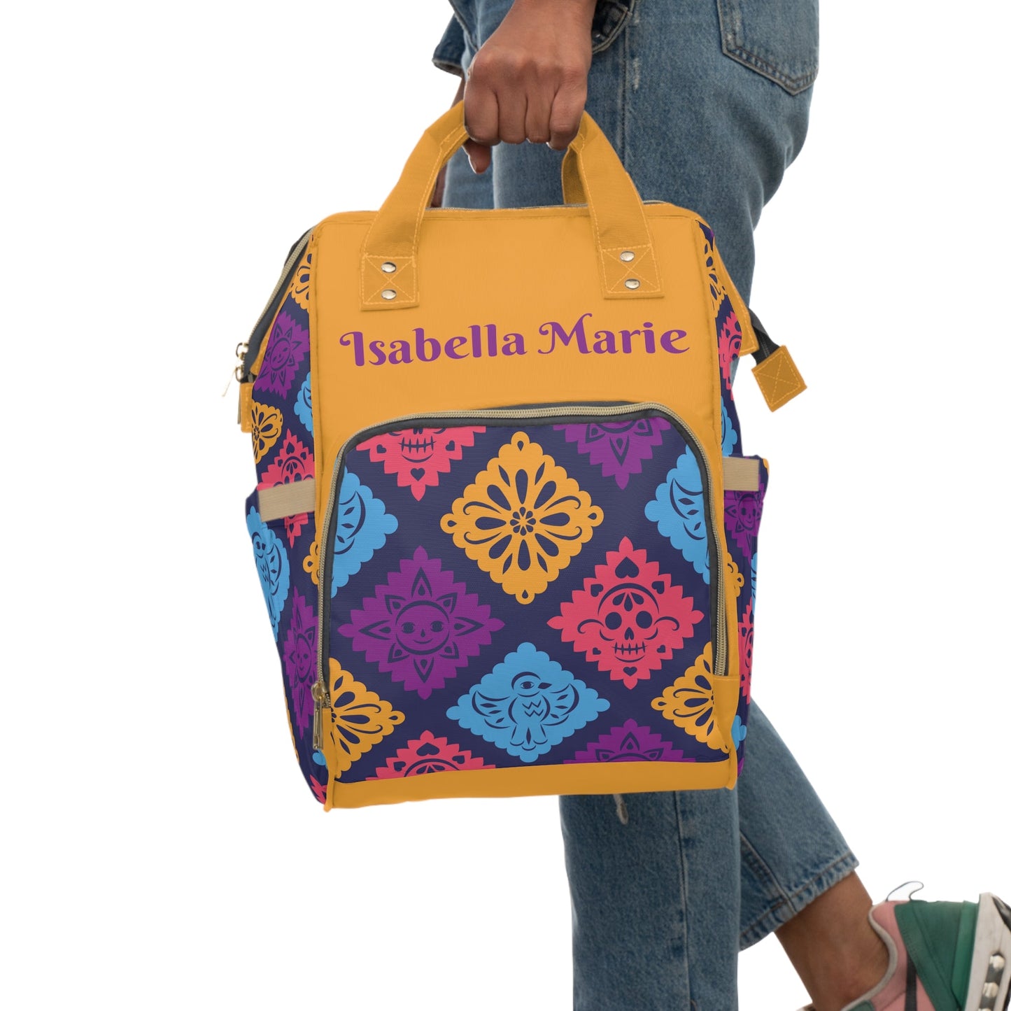 Personalized Mexico Inspired Multifunctional Diaper Backpack, Newborn Gift, Baby Shower Gift, Mexican Color Backpack