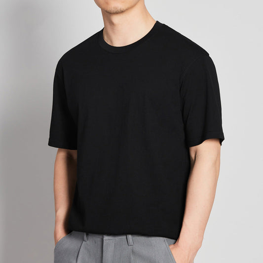 Round Neck Cotton Blend Solid Color Drop Shoulder Loose Bottoming Shirt