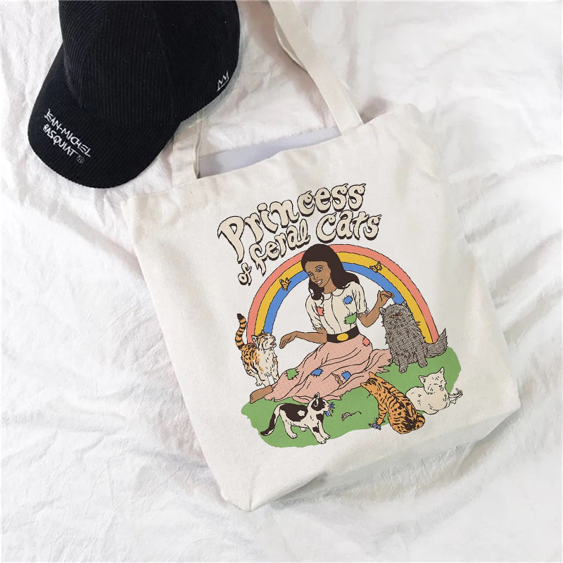 Women's Shopping Bag Funny Cute Cartoon Cat Pattern