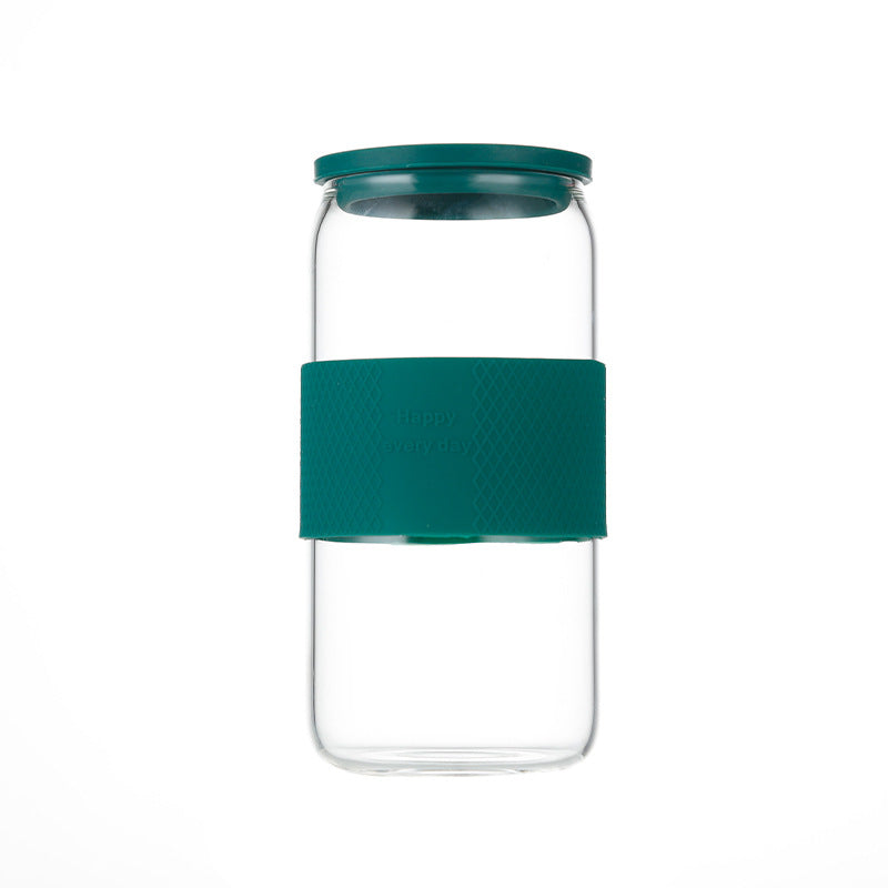 Pull Can Shape Glass Cup With Lid Straw