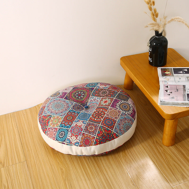 Cotton And Hemp Thickened Round Cushion