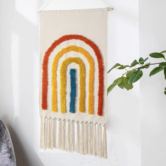 Nordic Geometric Abstract Pattern Fringed Cotton