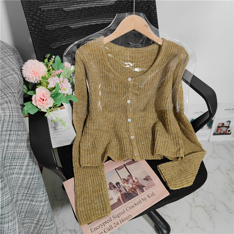 Women's Simple Style Knitted Cardigan In Autumn And Winter