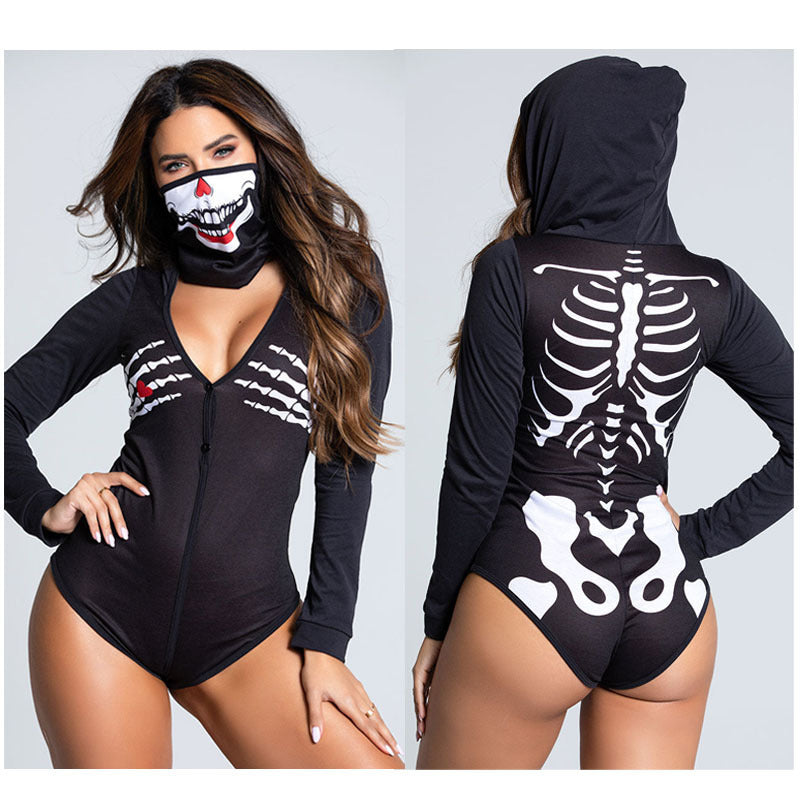 Halloween Hooded Sexy Suit Zombie Skeleton Suit