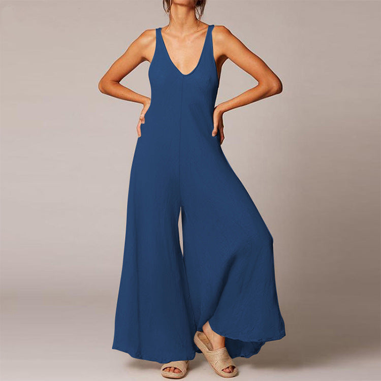 Temperament Women's Cotton Trousers Jumpsuit