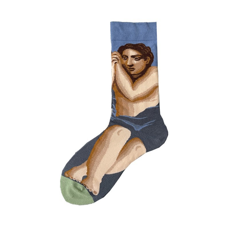 Literary Retro Oil Painting Portrait Personality In Tube Socks