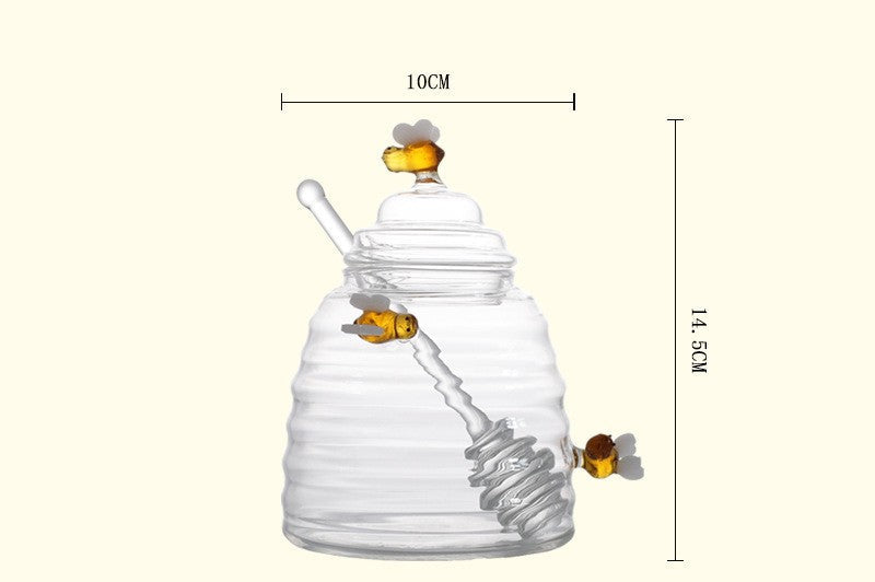 Household Transparent Glass Honey Jar With Lid Borosilicate