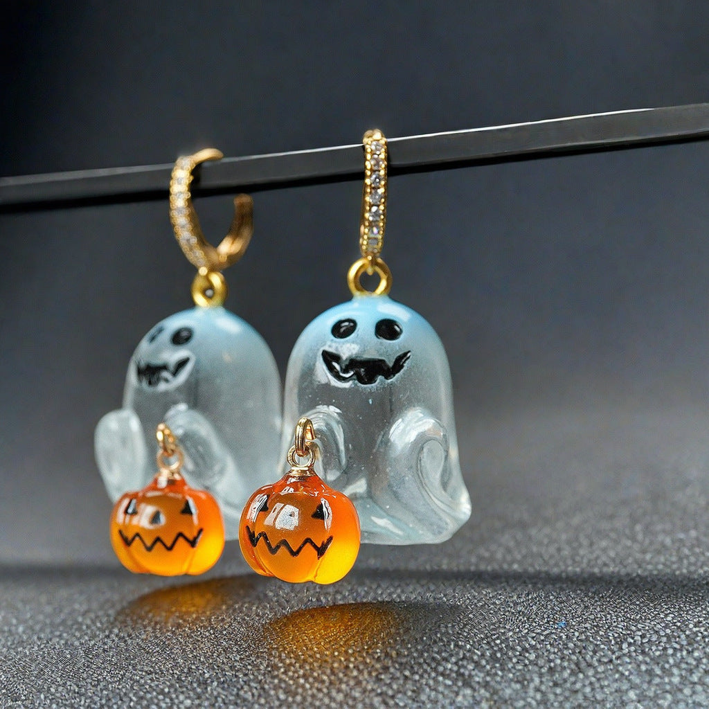 Halloween Stainless Steel Ghost Pumpkin Earrings