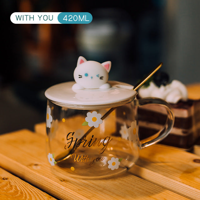 Cute Straw Glass Transparent Mug Heat Resistant