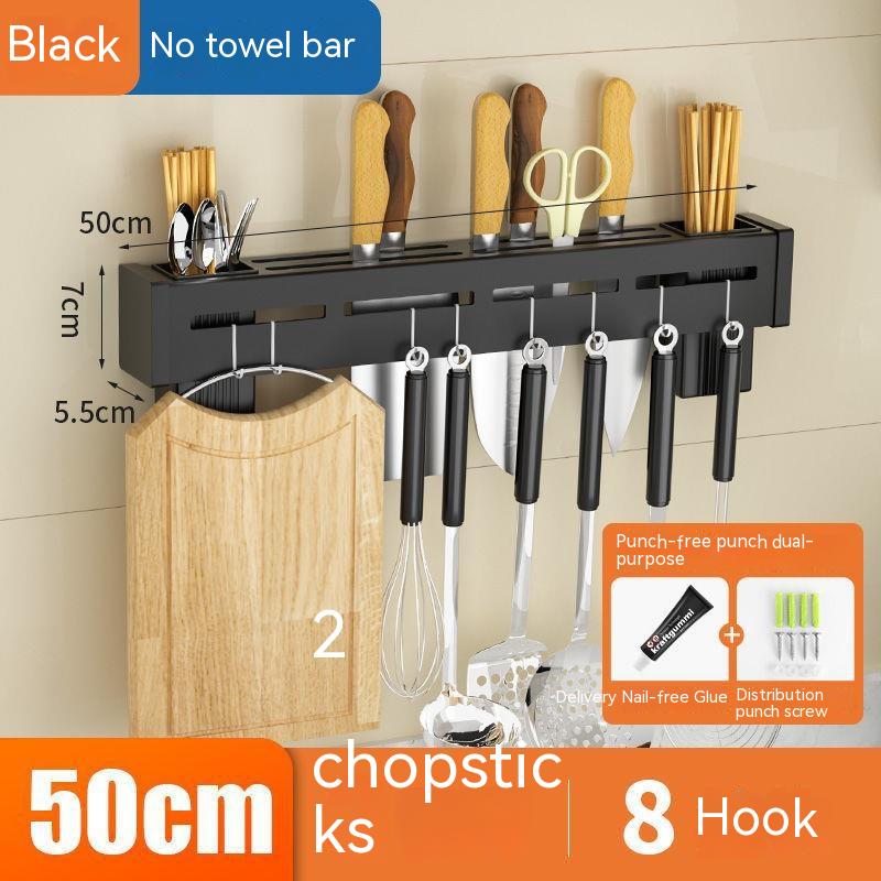 Kitchen Stainless Steel Knife Holder Punch-free Chopstick Canister Storage Hook Rack