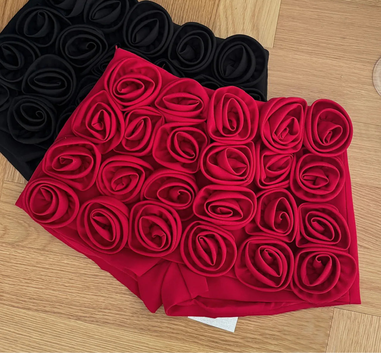 High Waist Three-Dimensional Rose Shorts