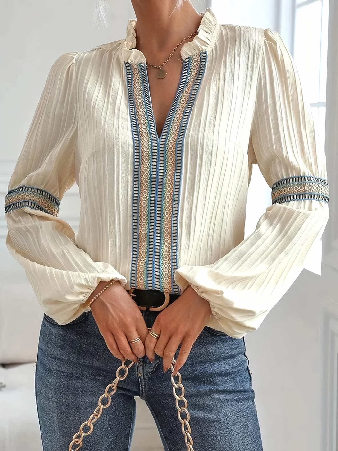 Luxurious V-Neck Blouse