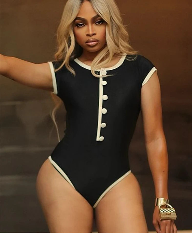 Knitted Two Tone Short Sleeve Bodysuit