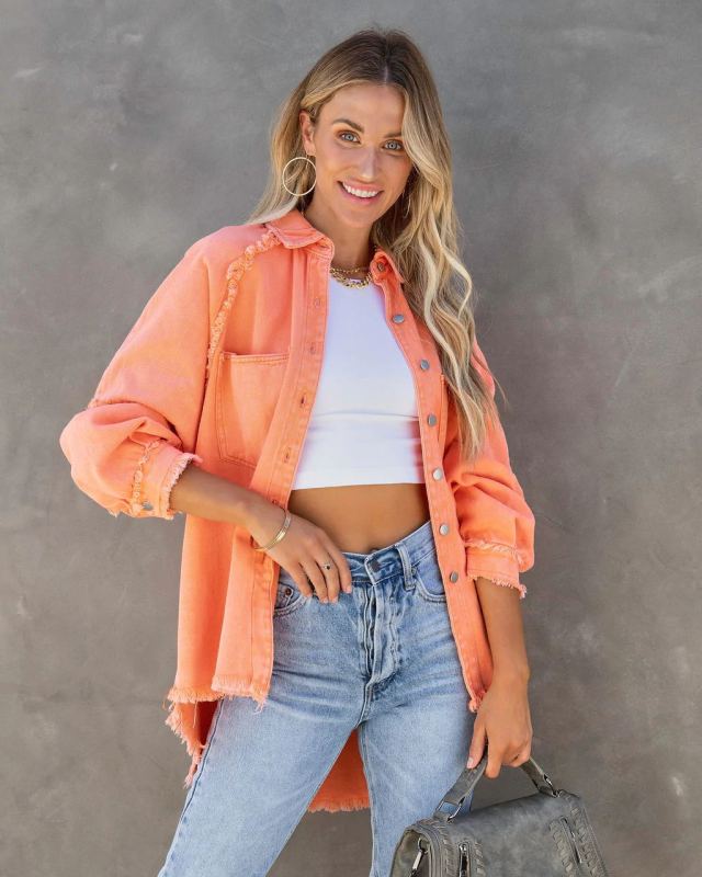 Casual Fringed Ripped Loose Denim Jacket