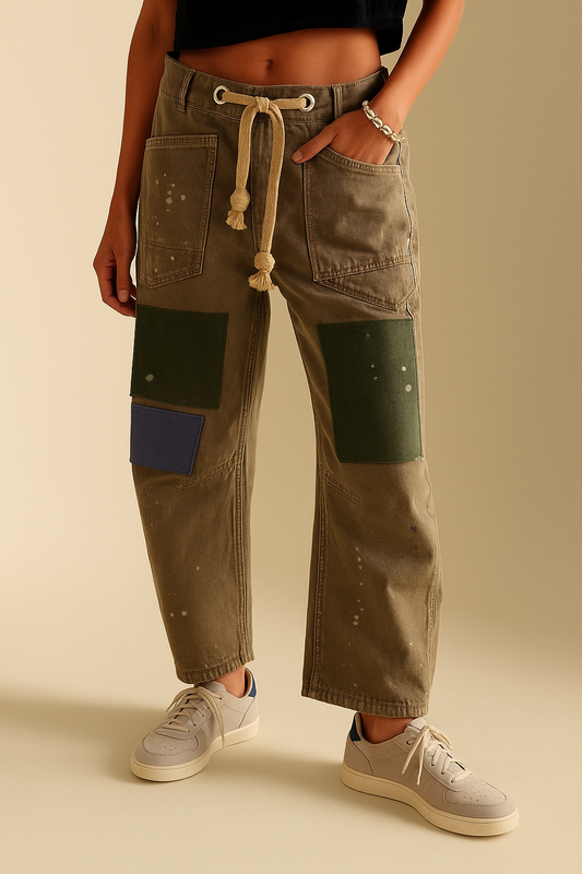Wide Leg Patchwork Pants