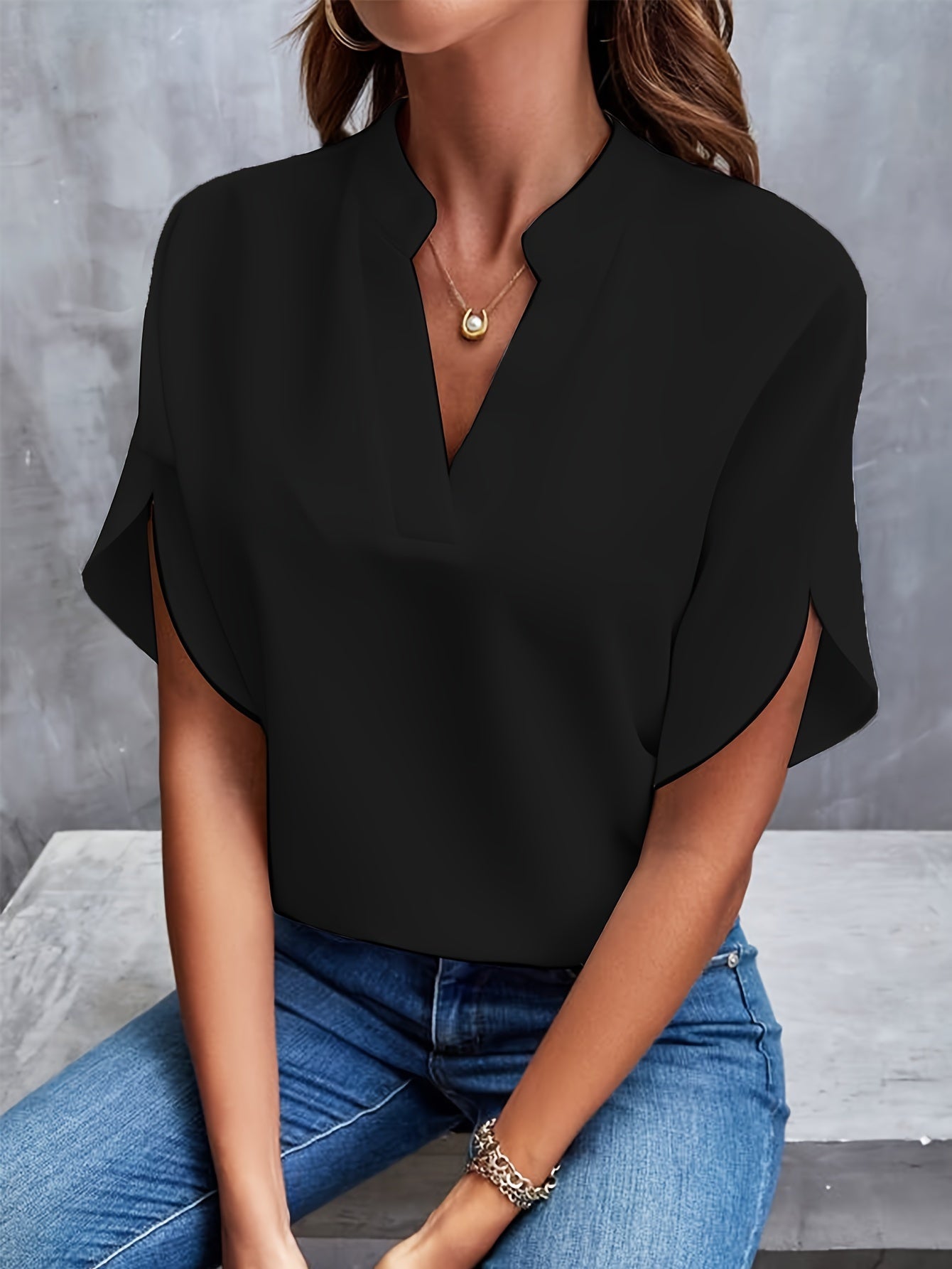 Relaxed V-Neck Blouse